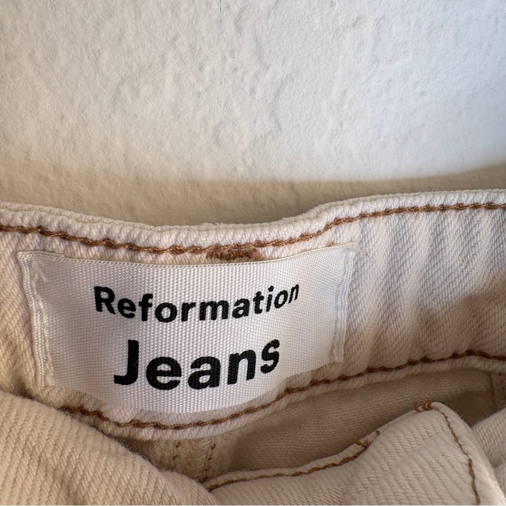 Reformation Lexi Jeans High Rise Wide Leg Ivory Size 24 - Picture 6 of 8